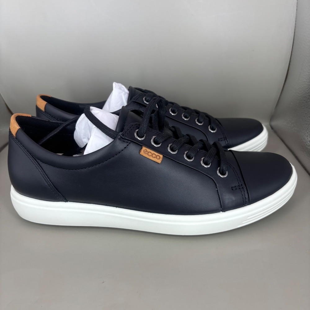 ECCO Soft 7 W Black Leather Sneakers Womens Size 8-8.5 EU 39 430003-01001